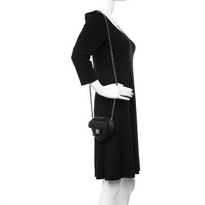 Chanel Lambskin Quilted CC In Love Heart Clutch With Chain Black 2 of 11