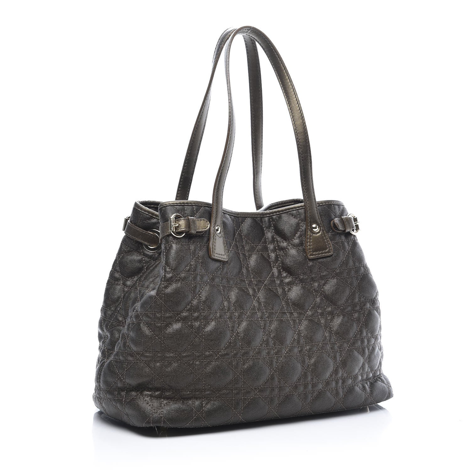 Christian Dior Coated Canvas Cannage Small Panarea Tote Bronze 3 of 12