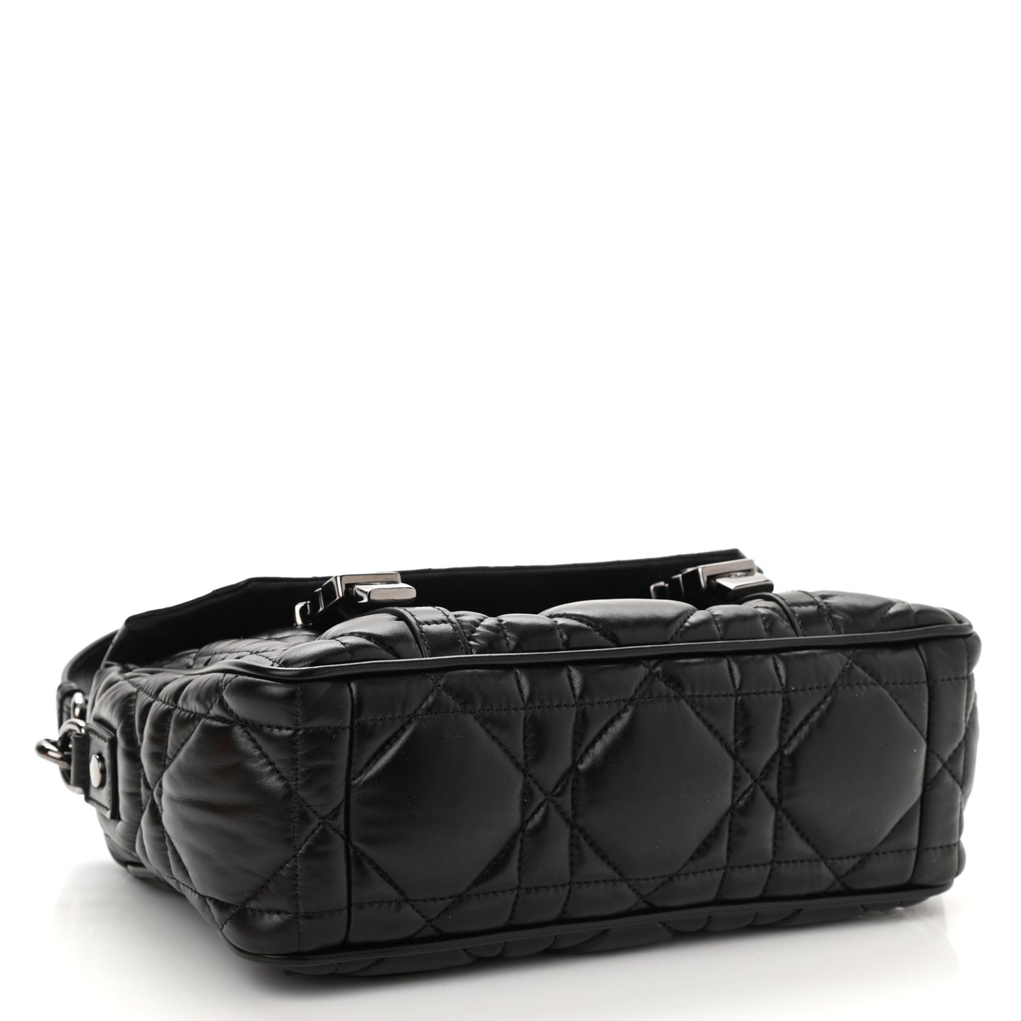 Calfskin Macrocannage Small Diorcamp Messenger Black