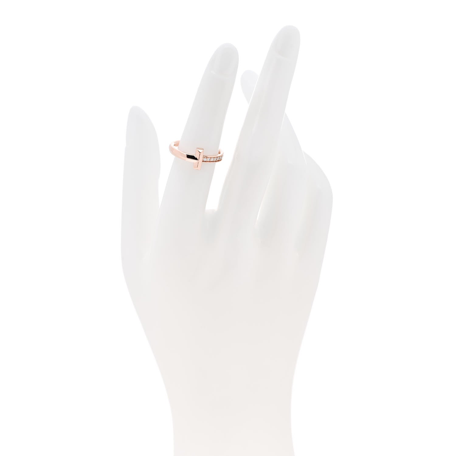 Tiffany 18K Rose Gold Diamond 2.5mm T T1 Ring 51 5.75 2 of 5