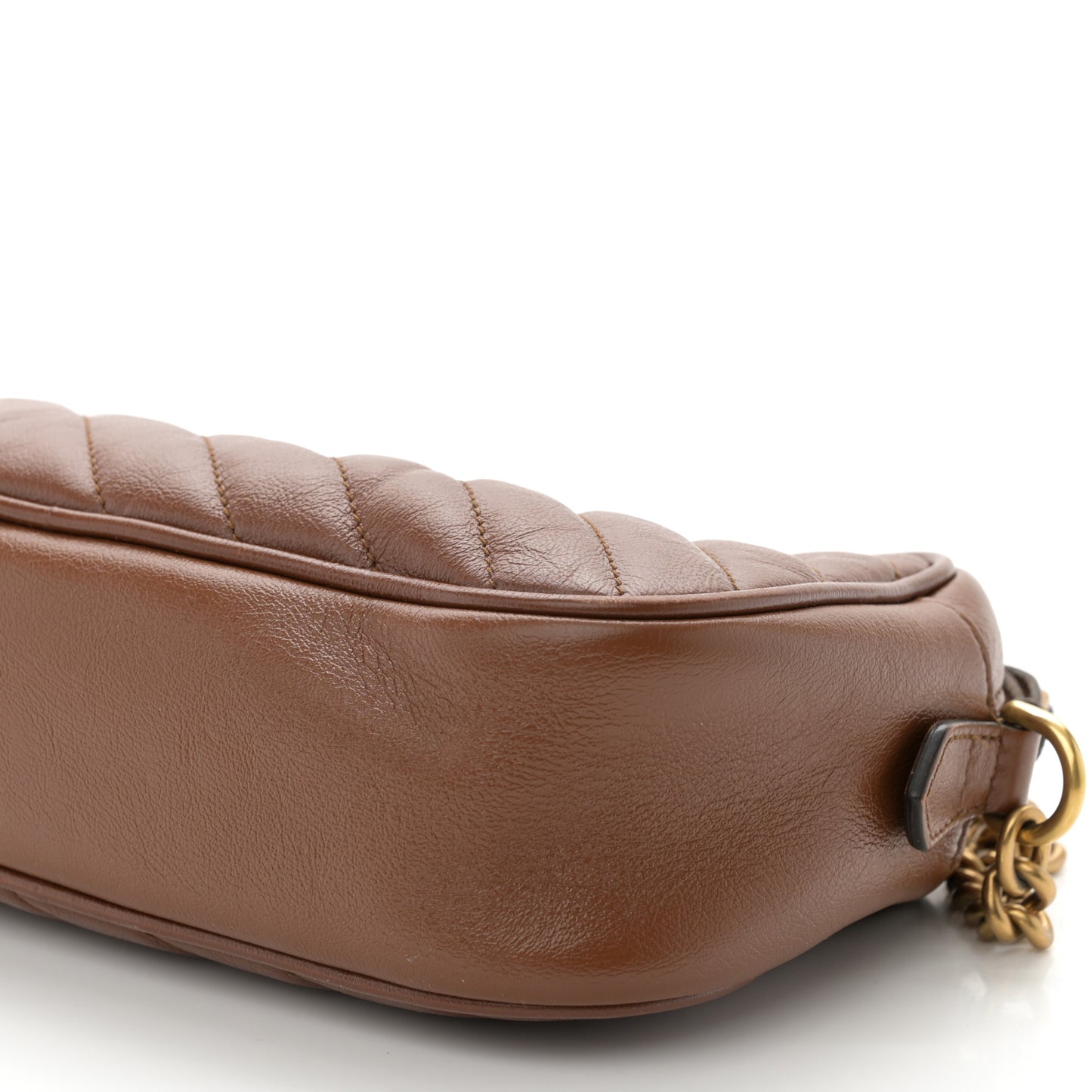Glazed Calfskin Matelasse Diagonal Small GG Marmont Chain Shoulder Bag Cuir