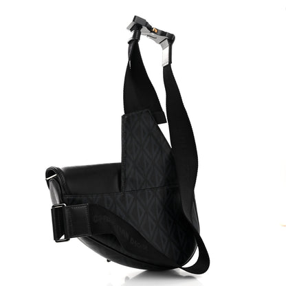 Christian Dior Coated Canvas CD Diamond Printed Mens Saddle Bag Black 3 of 10