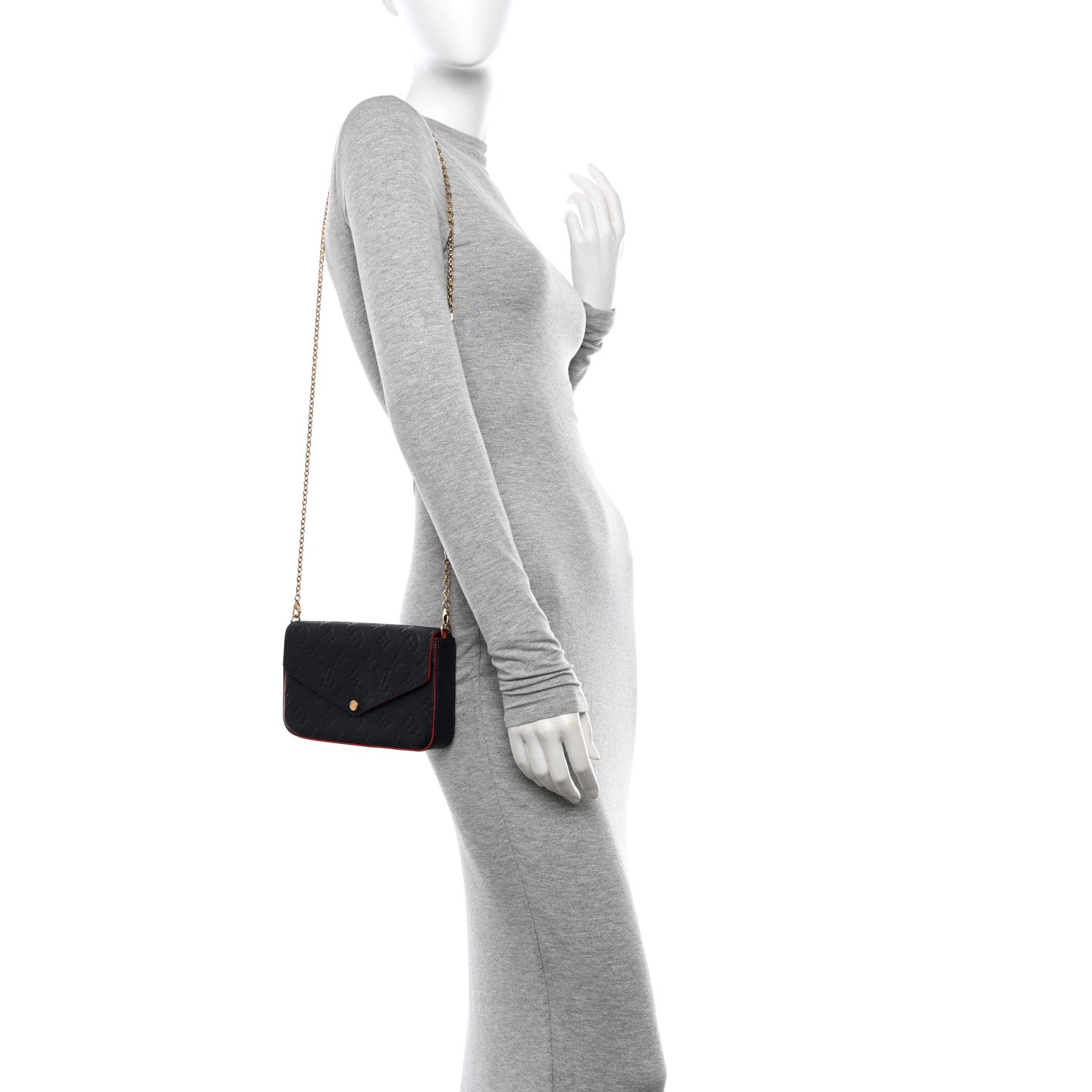 Louis Vuitton Empreinte Pochette Felicie Chain Wallet Marine Rouge 2 of 13