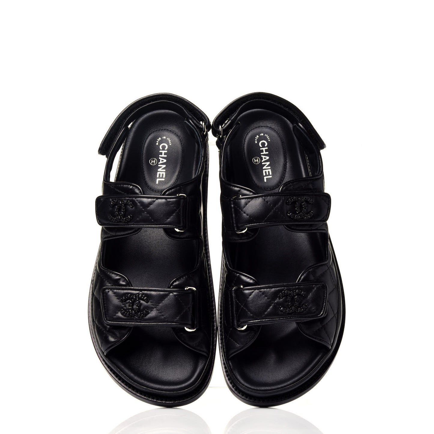 Lambskin Velcro Dad Sandals 37.5 Black