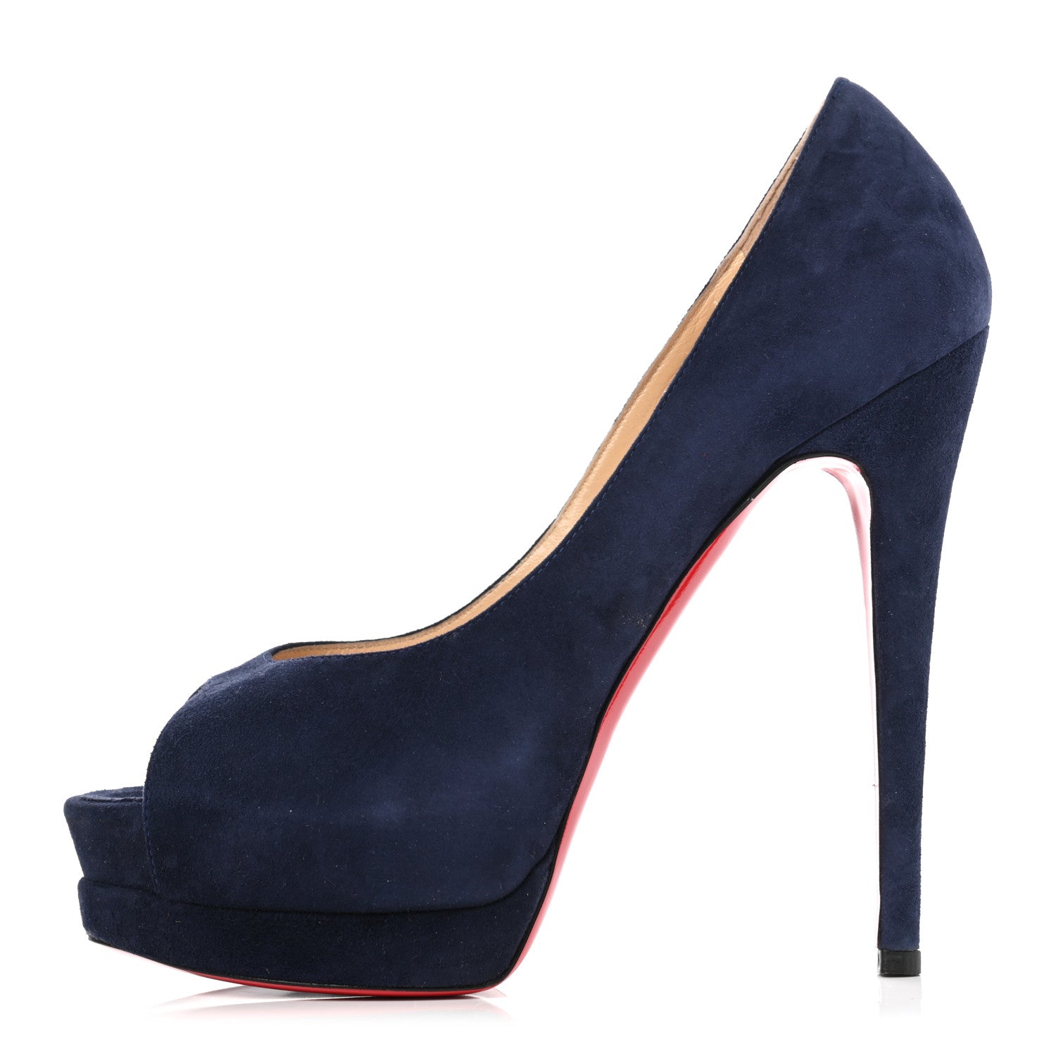 Christian Louboutin Suede Palais Royal 140 Pumps 37 Navy 1 of 7