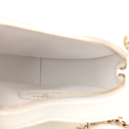 Chanel Lambskin Quilted CC In Love Heart Clutch With Chain White 5 of 11