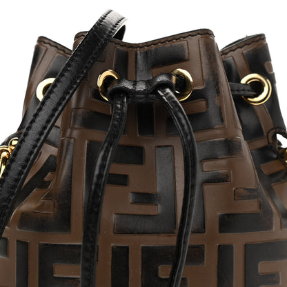 Fendi Vitello Liberty F is Fendi Bi-Color FF 1974 Embossed Mini Mon Tresor Bucket Bag Maya Black 9 of 15