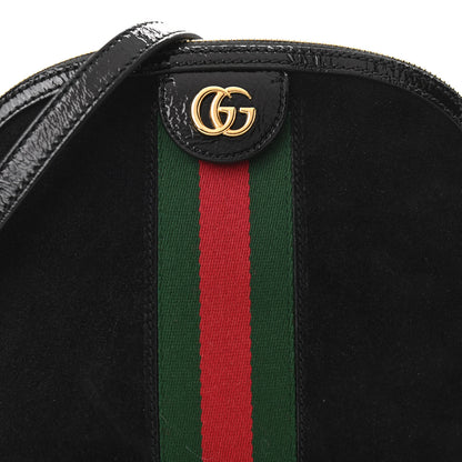 Gucci Suede Patent Web GG Small Ophidia Dome Shoulder Bag Black 8 of 10