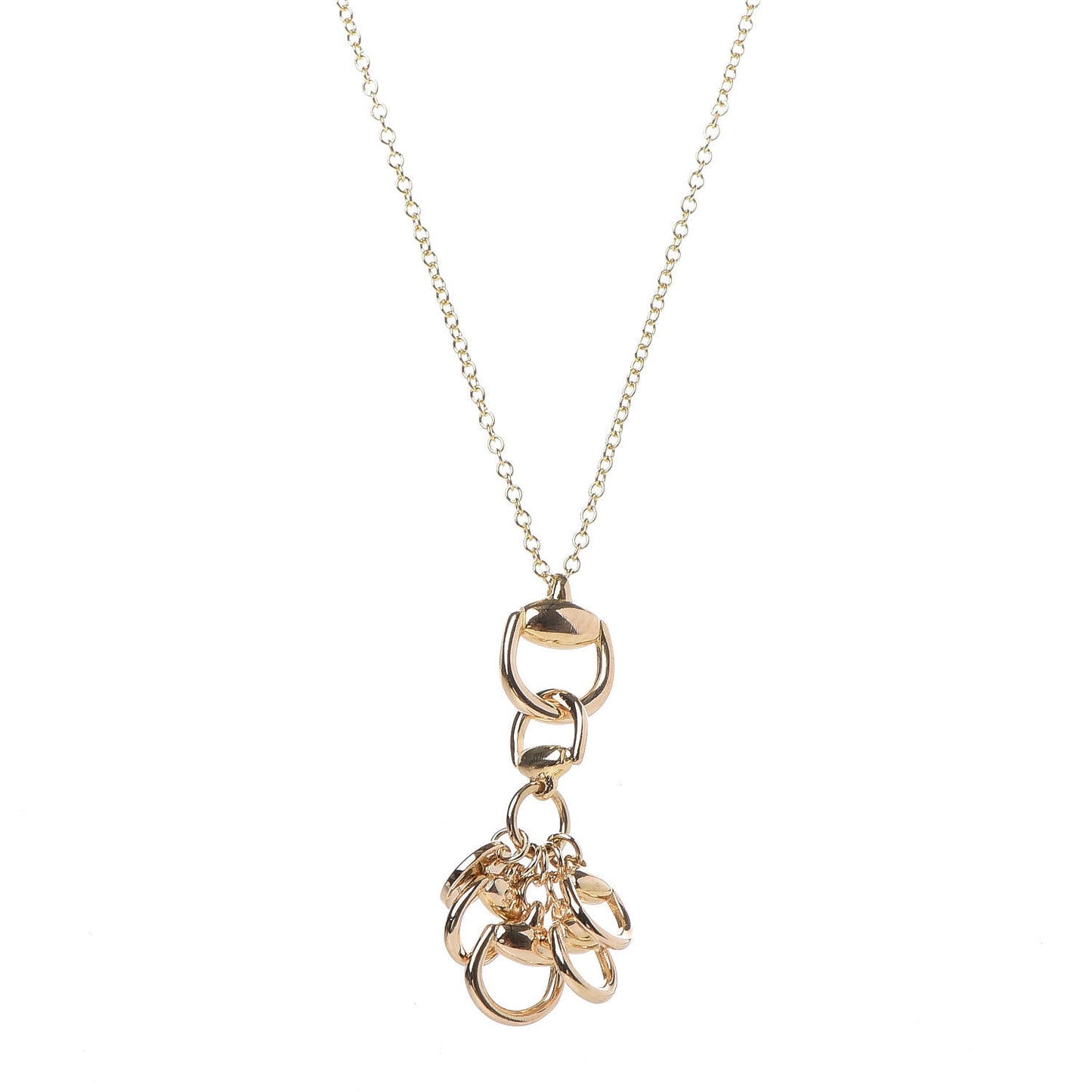 18K Yellow Gold Multi Horsebit Pendant Necklace