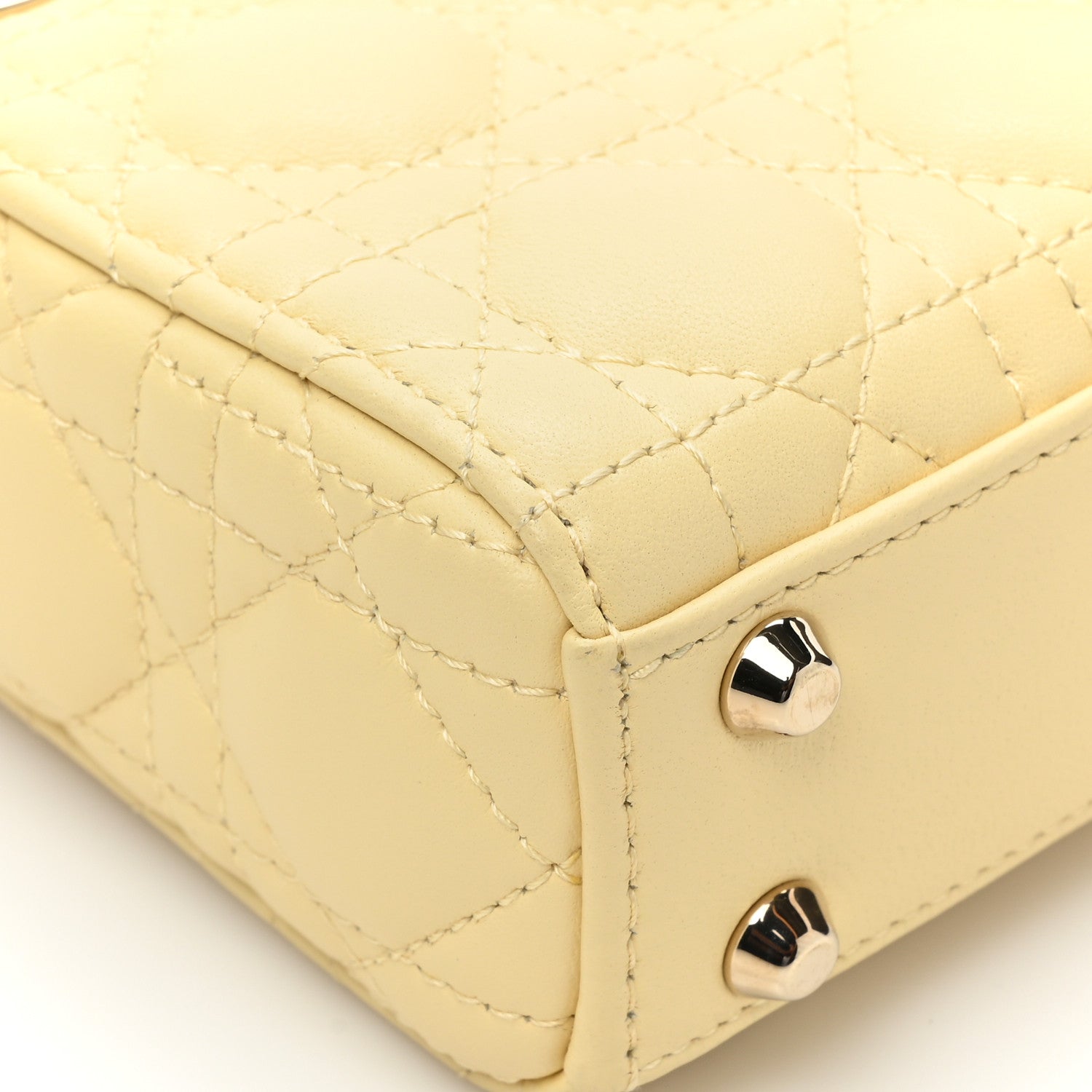 Christian Dior Lambskin Cannage Micro Lady Dior Soft Yellow 10 of 11