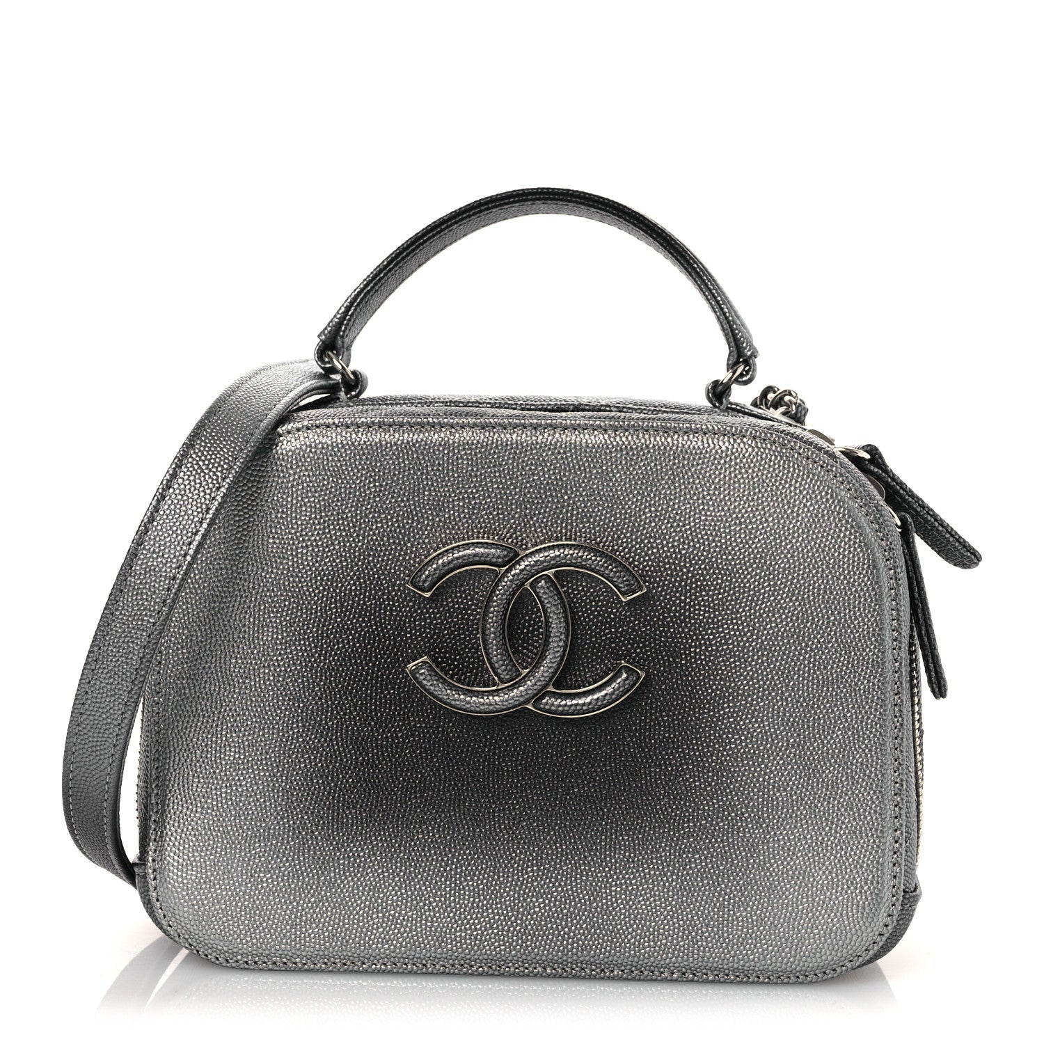 Chanel Metallic Caviar Small Coco Curve Vanity Bag Navy Blue Silver 1 of 12