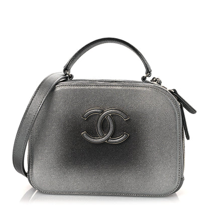 Chanel Metallic Caviar Small Coco Curve Vanity Bag Navy Blue Silver 1 of 12
