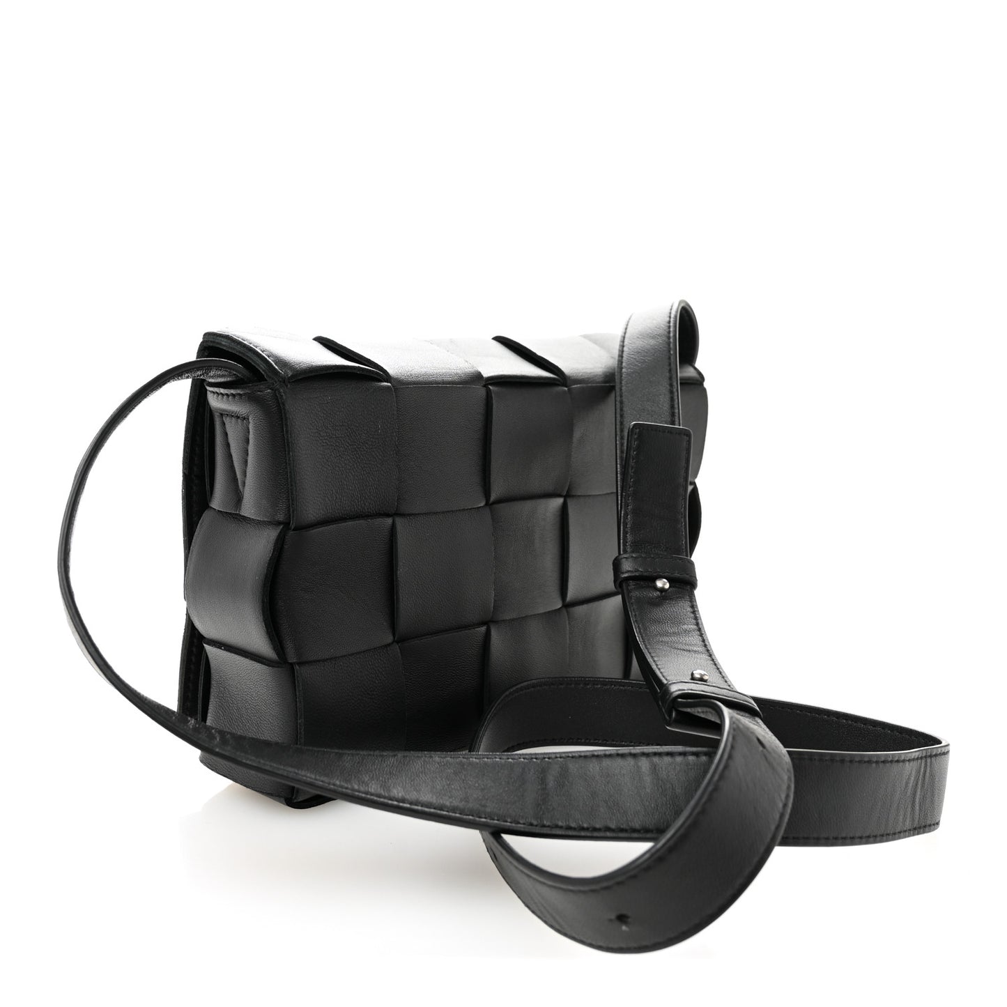 Lambskin Maxi Intrecciato Cassette Crossbody Bag Black