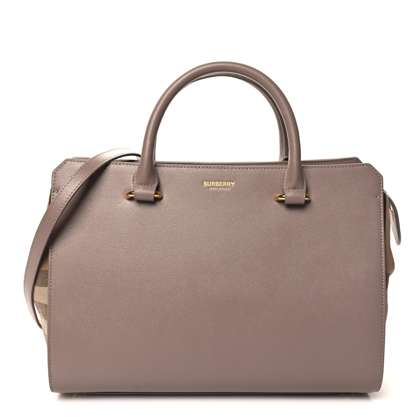 Calfskin Mega Check Small Banwell Tote Grey Mink