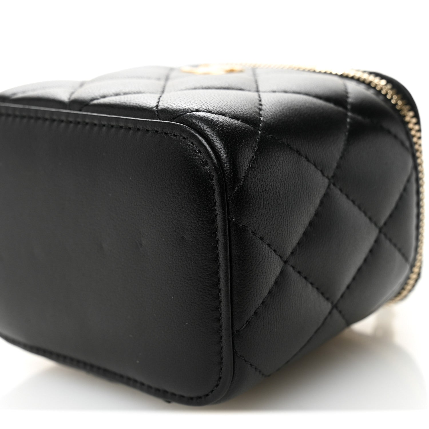 Chanel Lambskin Quilted Mini Pearl Crush Vanity Case With Chain Black 10 of 11