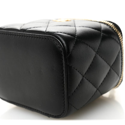 Chanel Lambskin Quilted Mini Pearl Crush Vanity Case With Chain Black 10 of 11