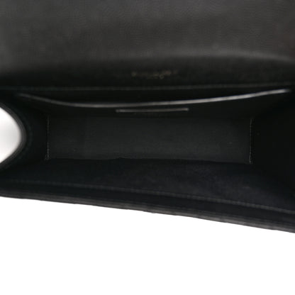 Saint Laurent Grain De Poudre Textured Mixed Matelasse Triquilt Medium Monogram Monochrome Satchel Black 5 of 11