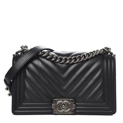 Chanel Lambskin Chevron Quilted Medium Boy Flap Black 1 of 16