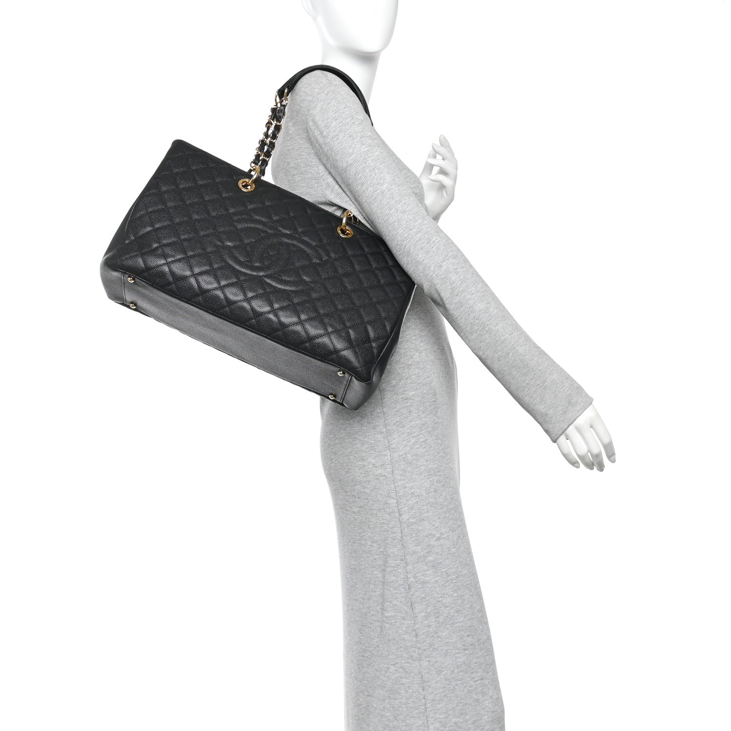 Chanel Caviar Quilted XL Grand Shopping Tote GST Black 2 of 11