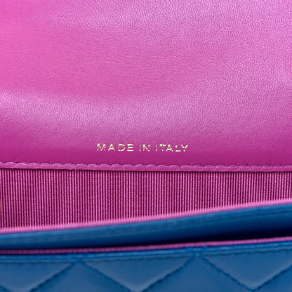 Chanel Lambskin Quilted Flap Card Holder Wallet Blue Pink 7 of 9