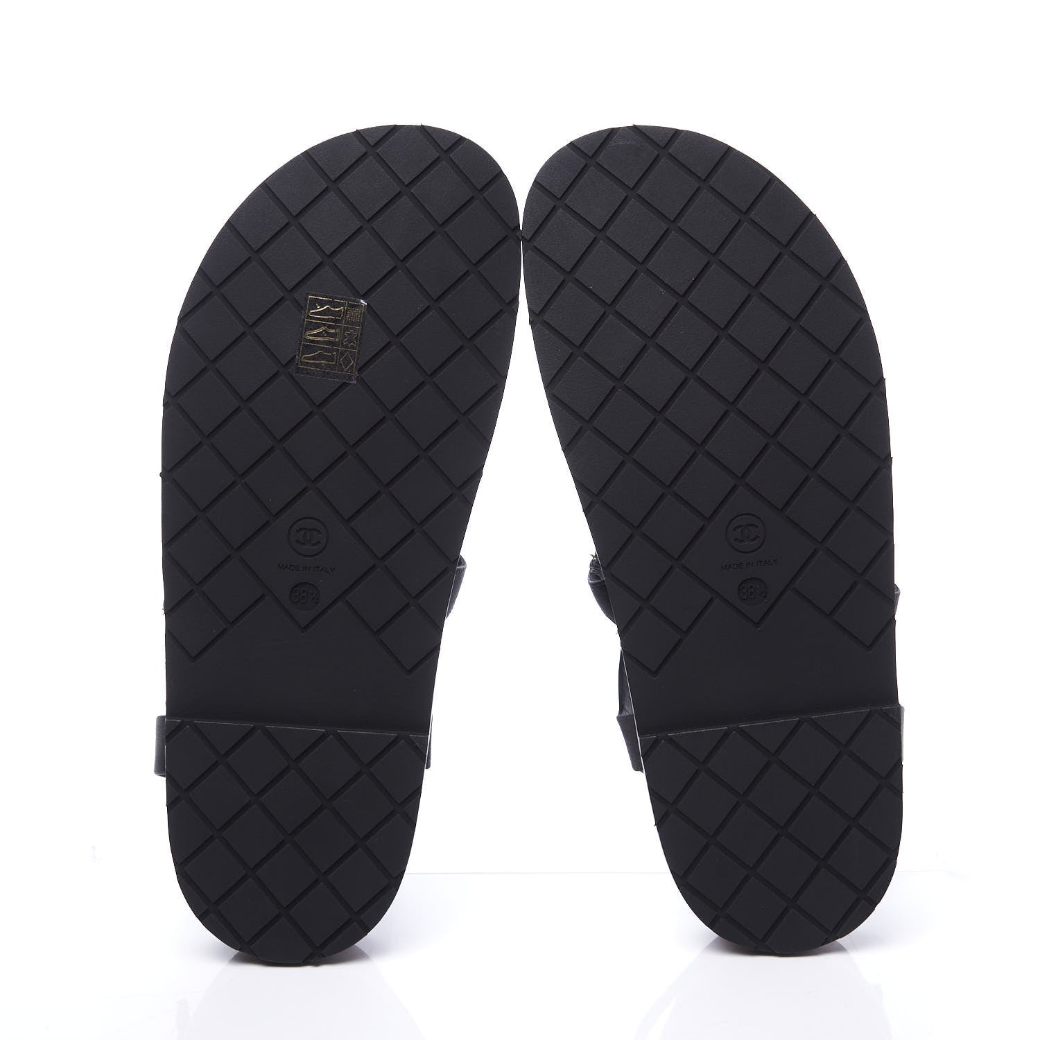 Chanel Satin Lambskin Chain Flat Sandals 38.5 Black 6 of 10