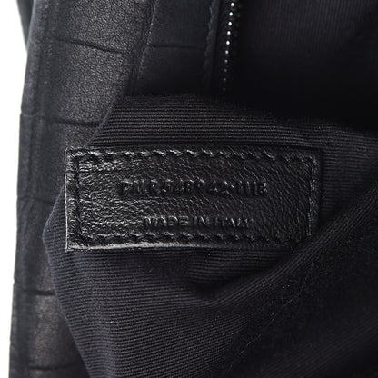 Saint Laurent Nubuck Crocodile Embossed Monogram Medium Niki Chain Satchel Black 7 of 17