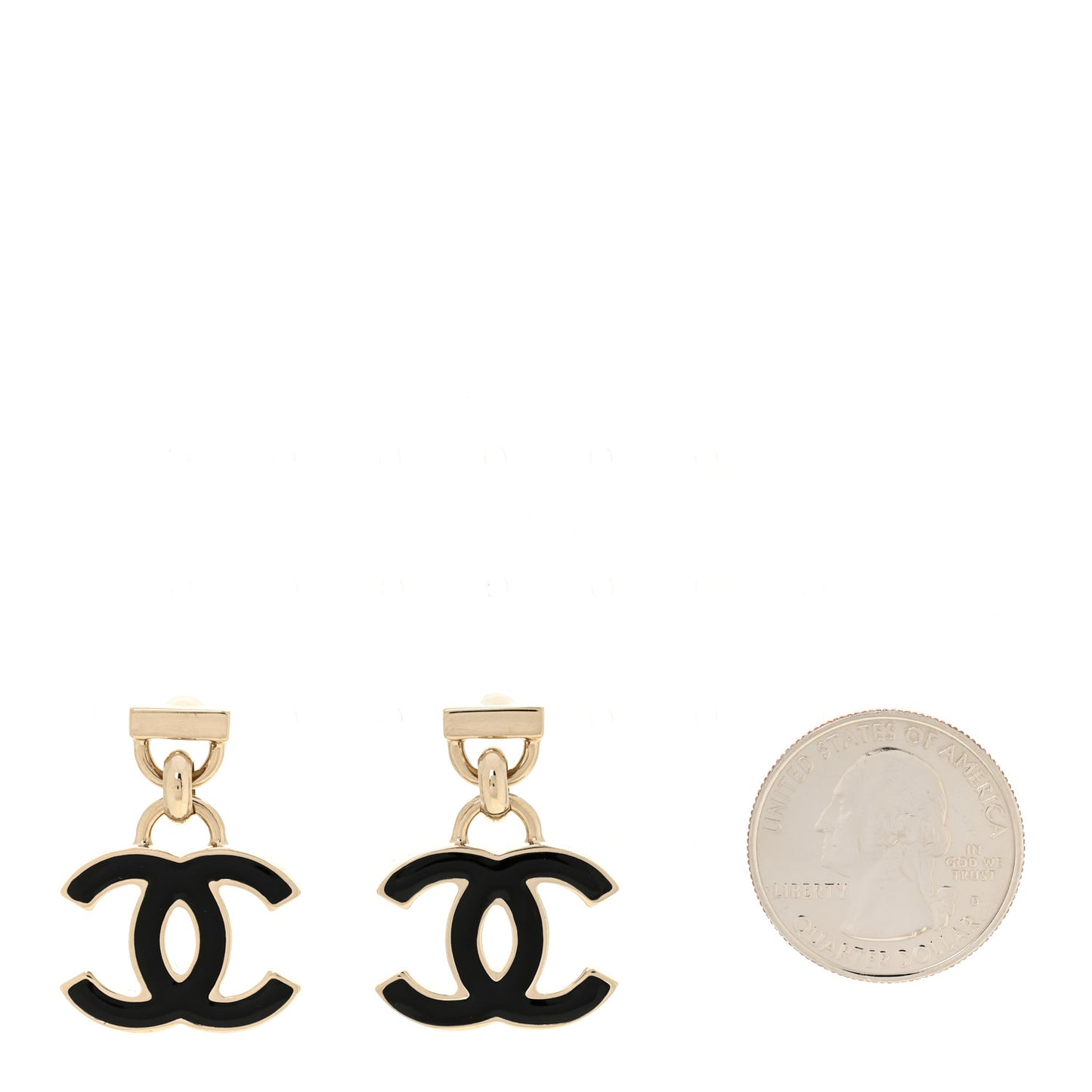 Enamel CC Drop Earrings Black