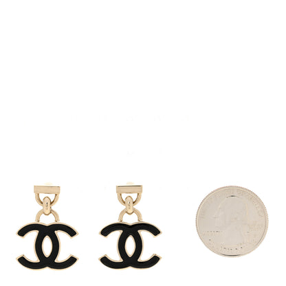 Chanel Enamel CC Drop Earrings Black 2 of 5