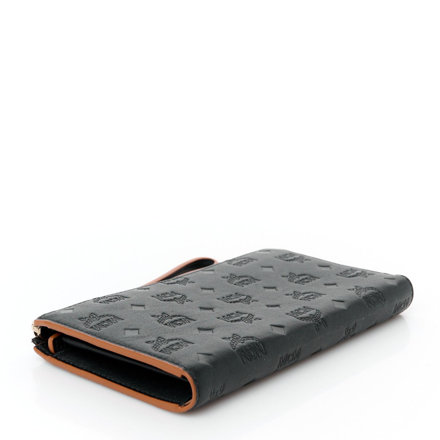 MCM Calfskin Ottomar Monogram Large Aren Zip Wallet Black 4 of 8