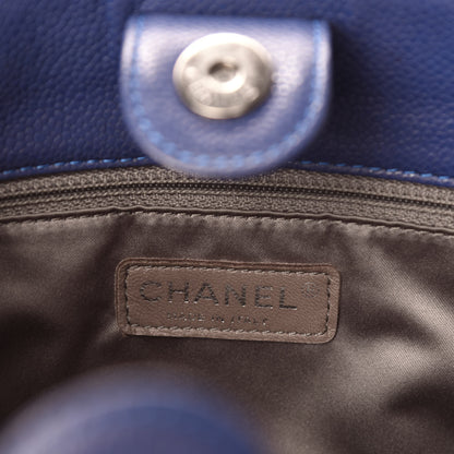 Chanel Caviar Quilted Petit Shopping Tote PST Dark Navy Blue 8 of 10