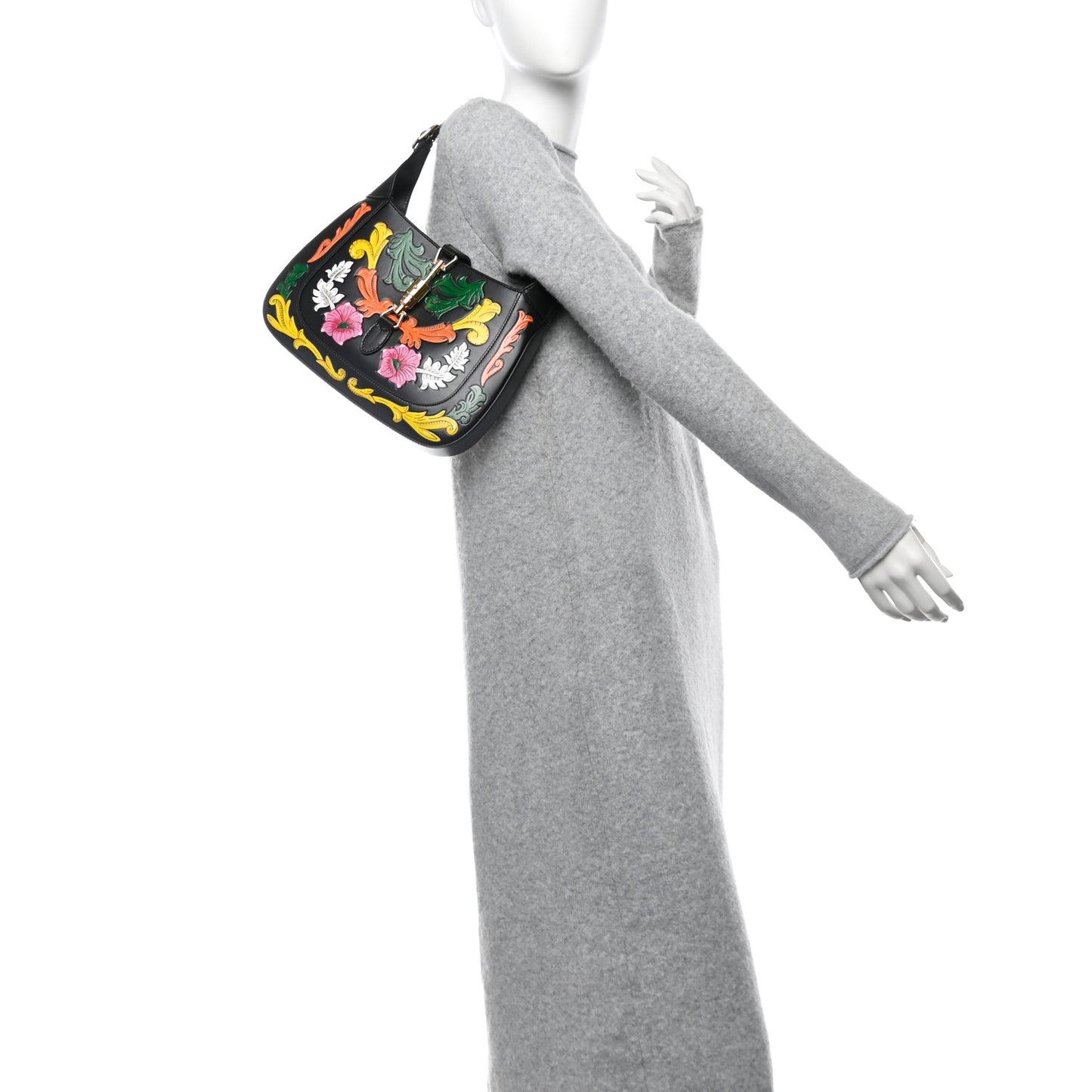 Calfskin Floral Small Jackie 1961 Hobo Black