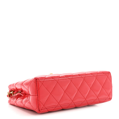 Chanel Shiny Aged Calfskin Quilted Nano Kelly Shopper Red 4 of 13