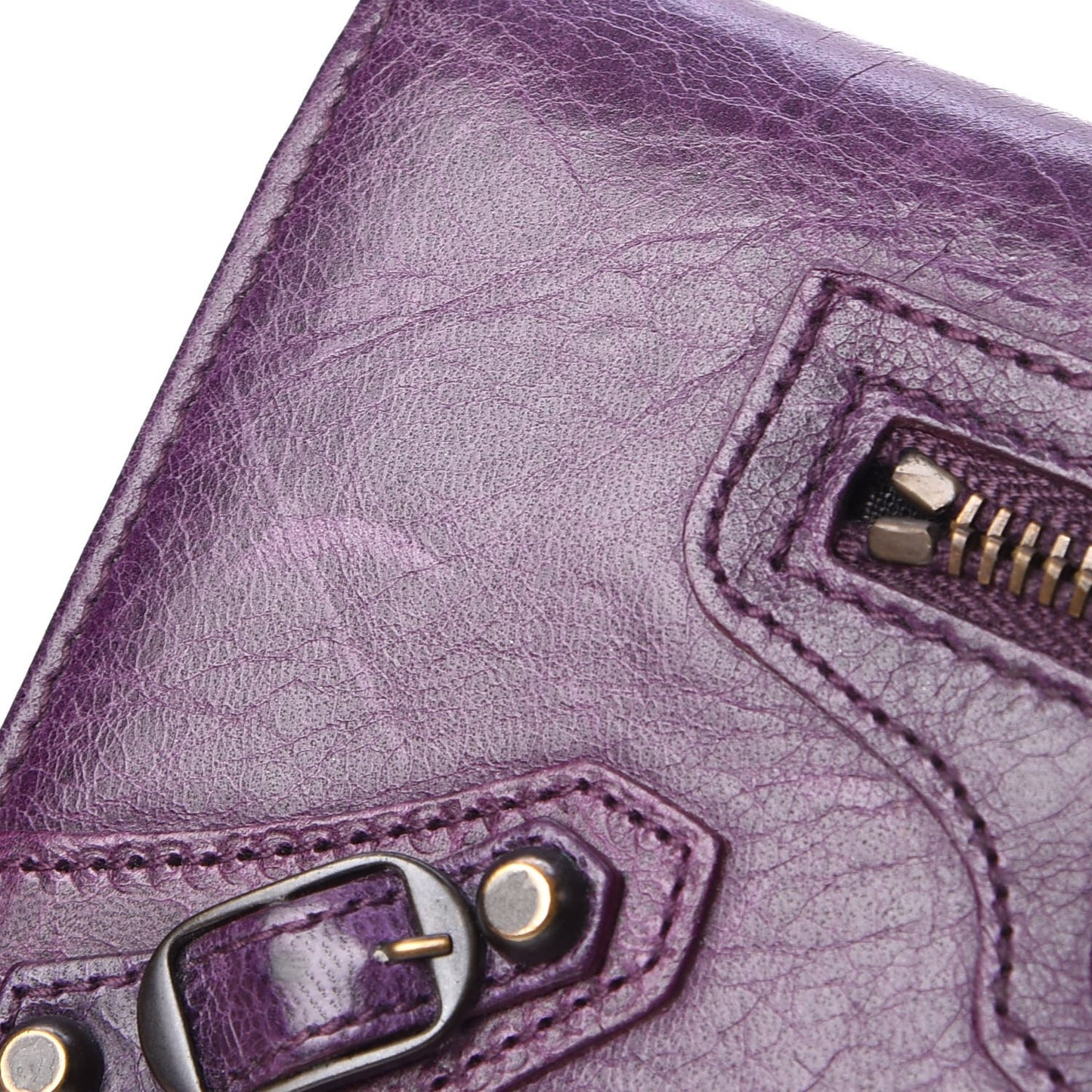 Agneau Classic Hardware Money Wallet Raisin