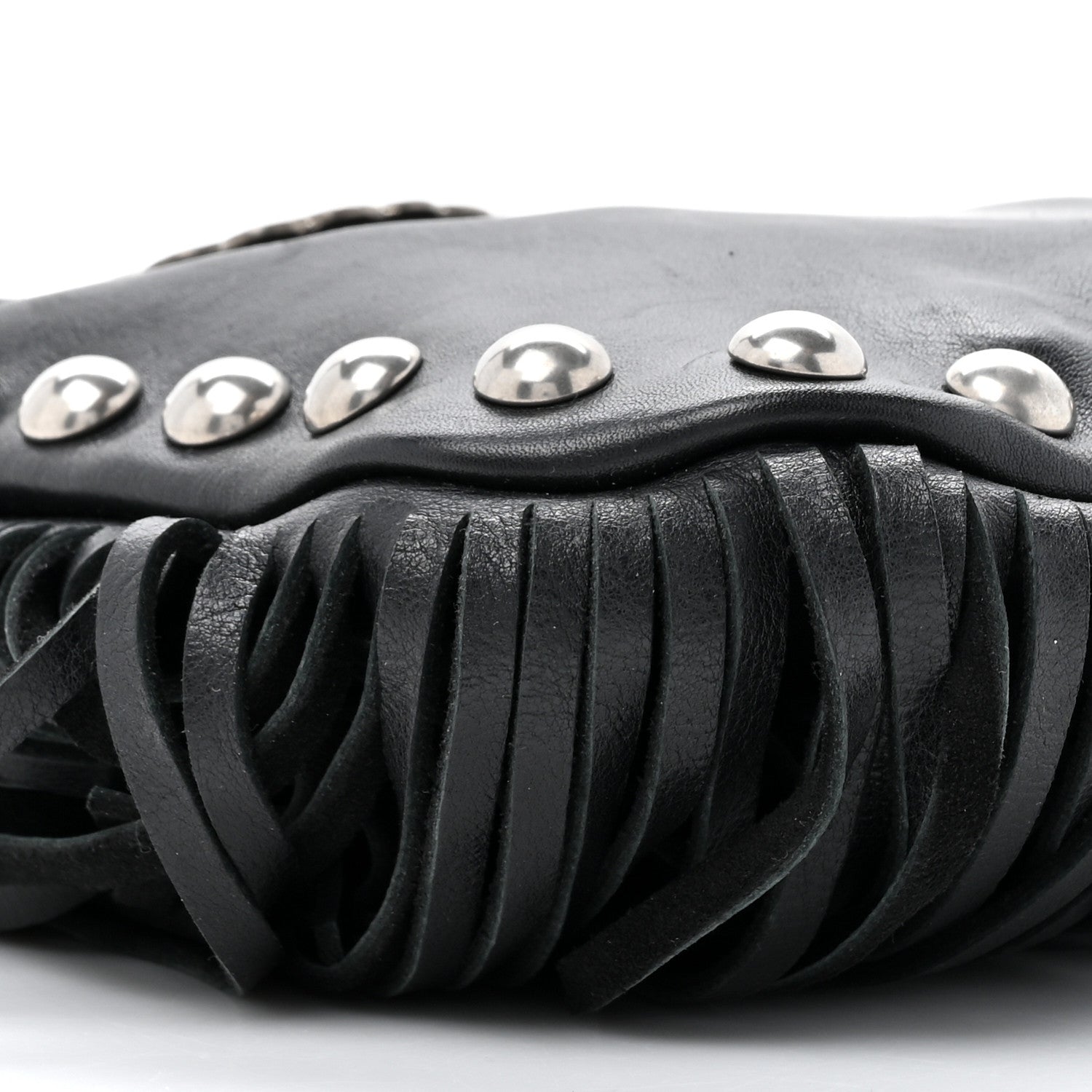 Saint Laurent Calfskin Fringe Small Studded Anita Crossbody Bag Black 10 of 12