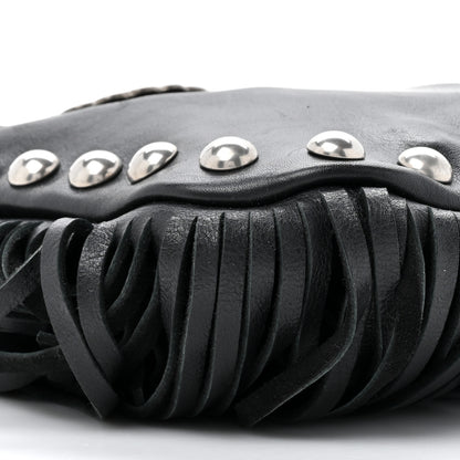 Saint Laurent Calfskin Fringe Small Studded Anita Crossbody Bag Black 10 of 12