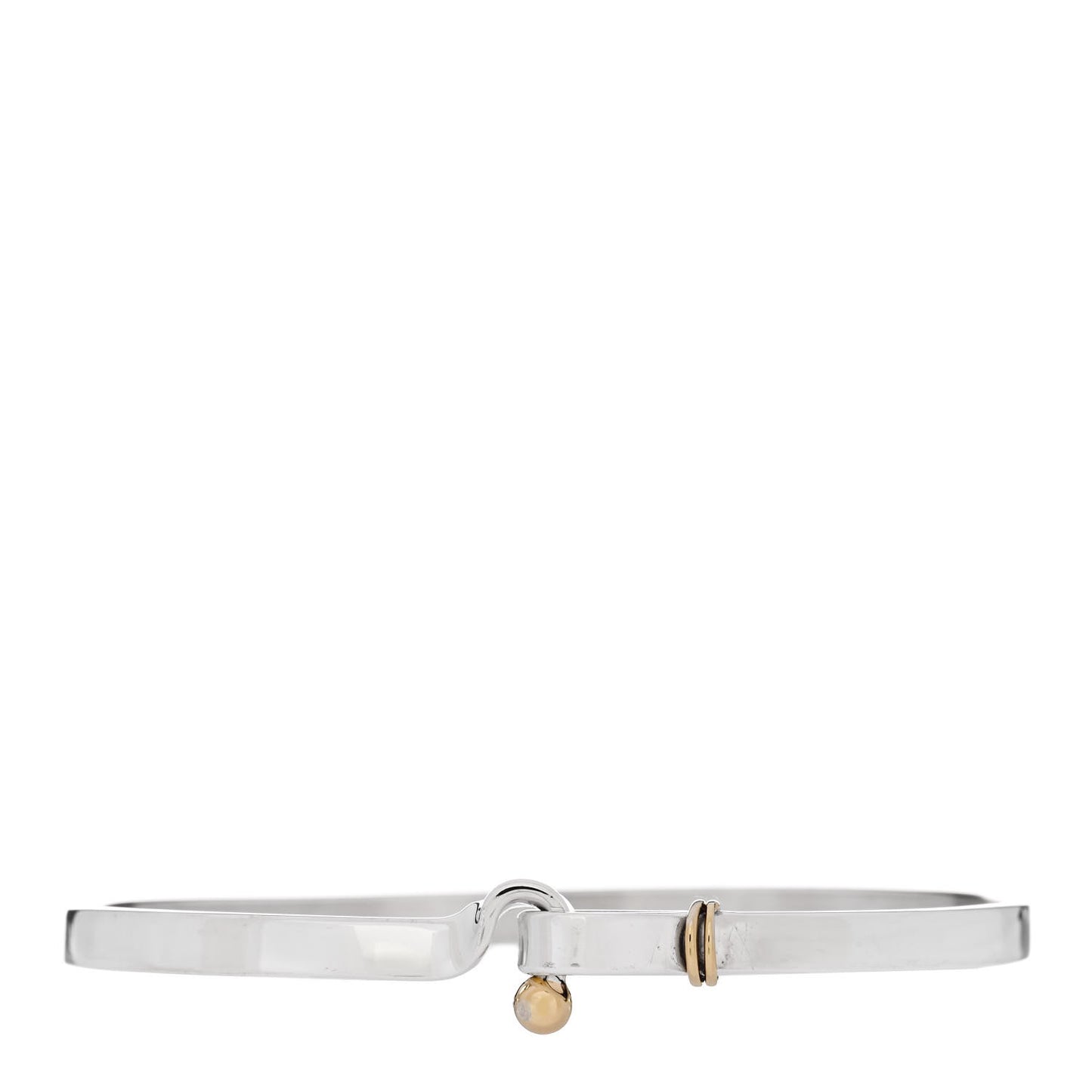 Sterling Silver 18K Yellow Gold Hook Eye Bangle Bracelet