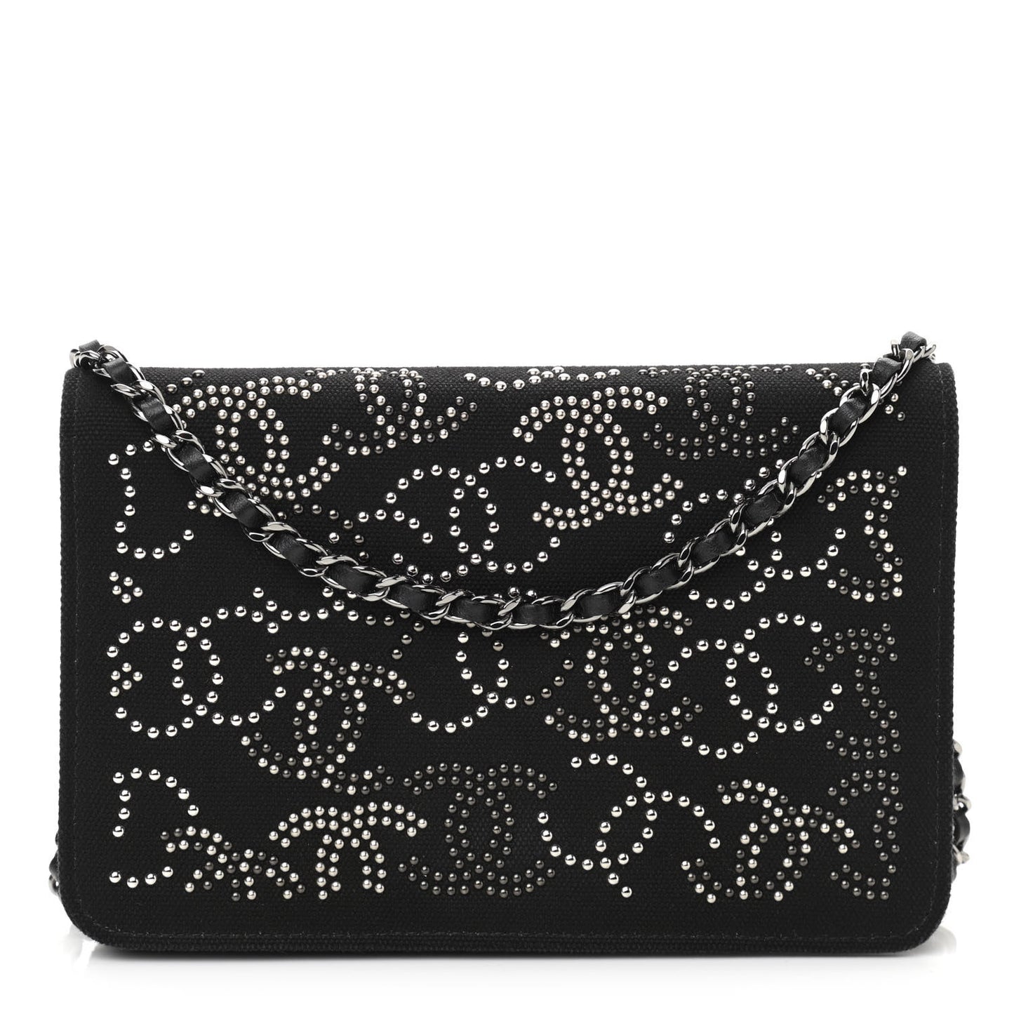 Canvas Studded CC Wallet On Chain WOC Black