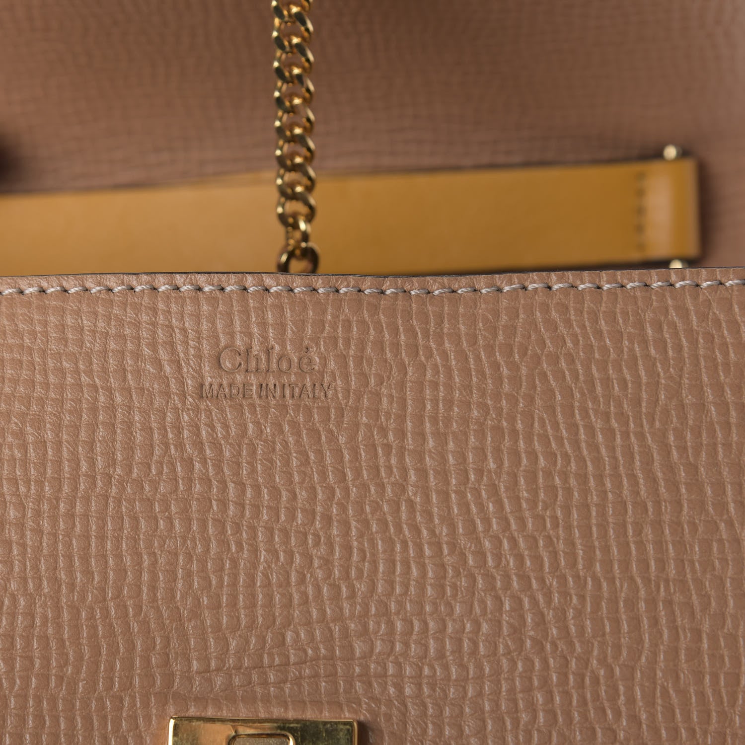 Chloe Grained Calfskin Lambskin Bi-Color Drew Shoulder Bag Wet Sand Sunflower 8 of 9