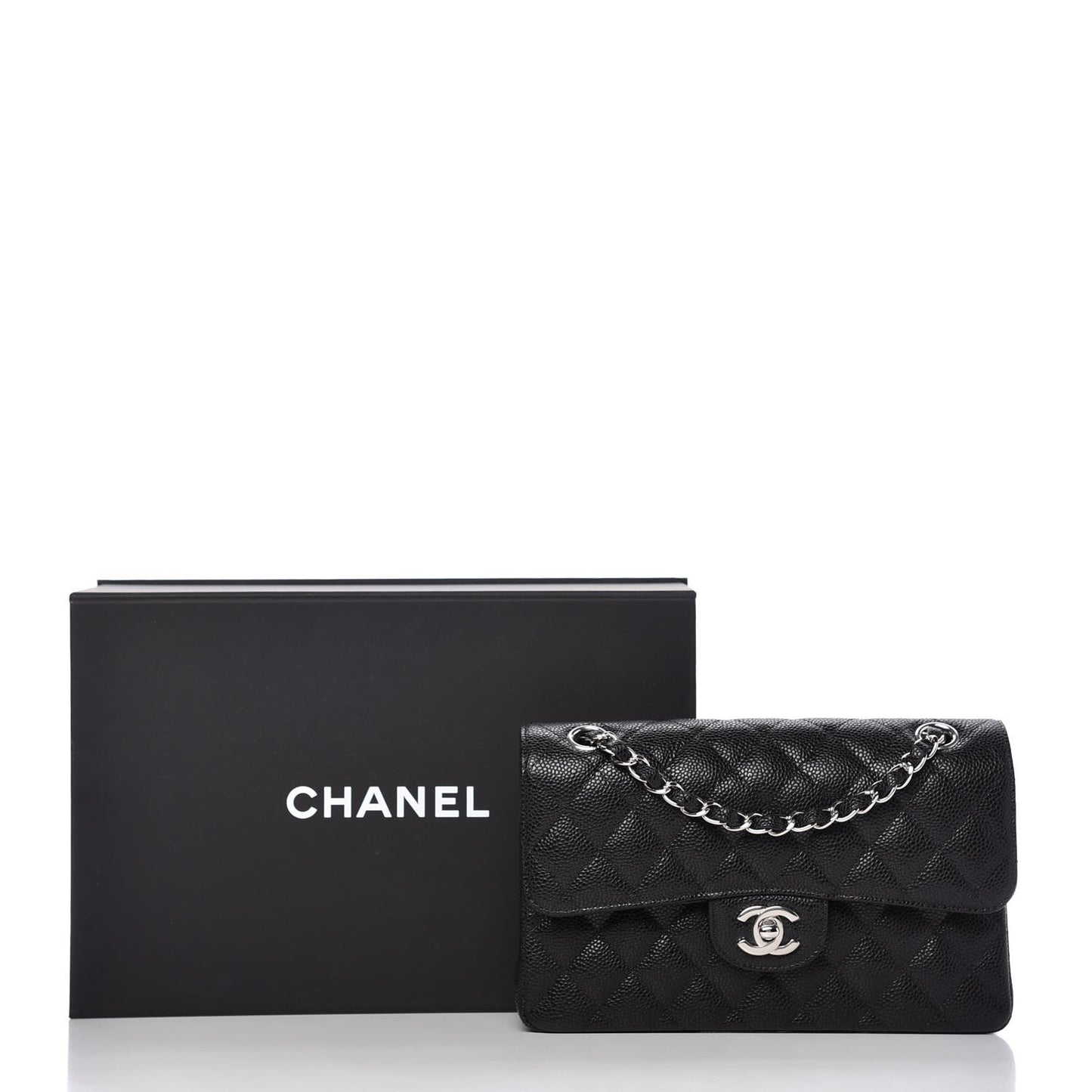 Caviar Quilted Small Double Flap Black