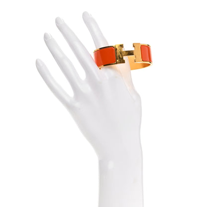 Hermes Enamel Wide Clic Clac H Bracelet PM Orange 2 of 7
