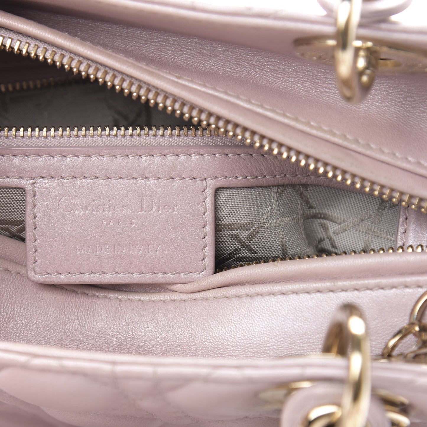 Pearly Lambskin Cannage Medium Lady Dior Lotus