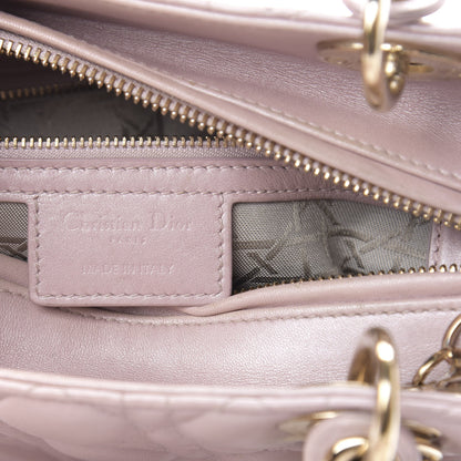 Christian Dior Pearly Lambskin Cannage Medium Lady Dior Lotus 6 of 24