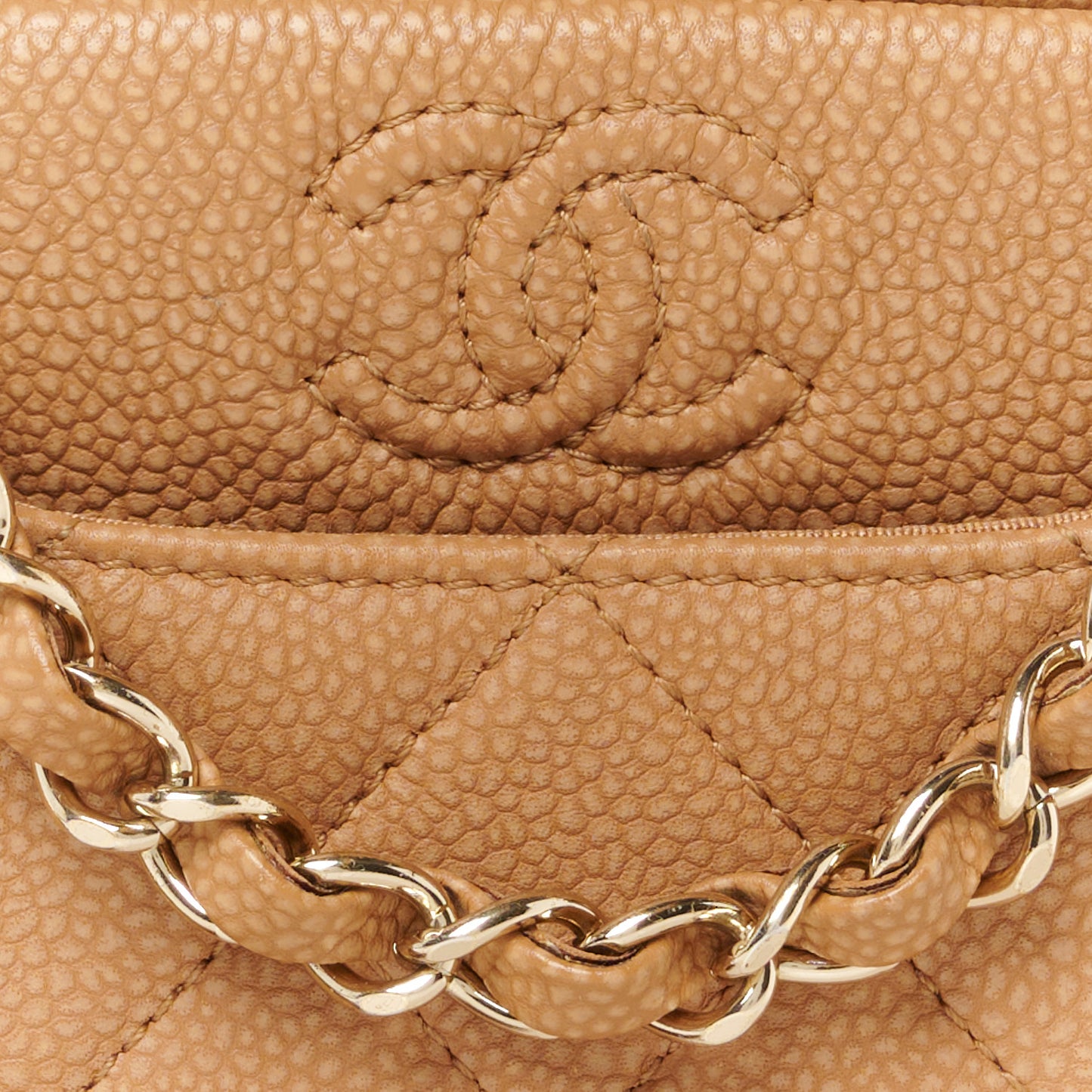Caviar Quilted Mini Coco Tassel Camera Case Beige