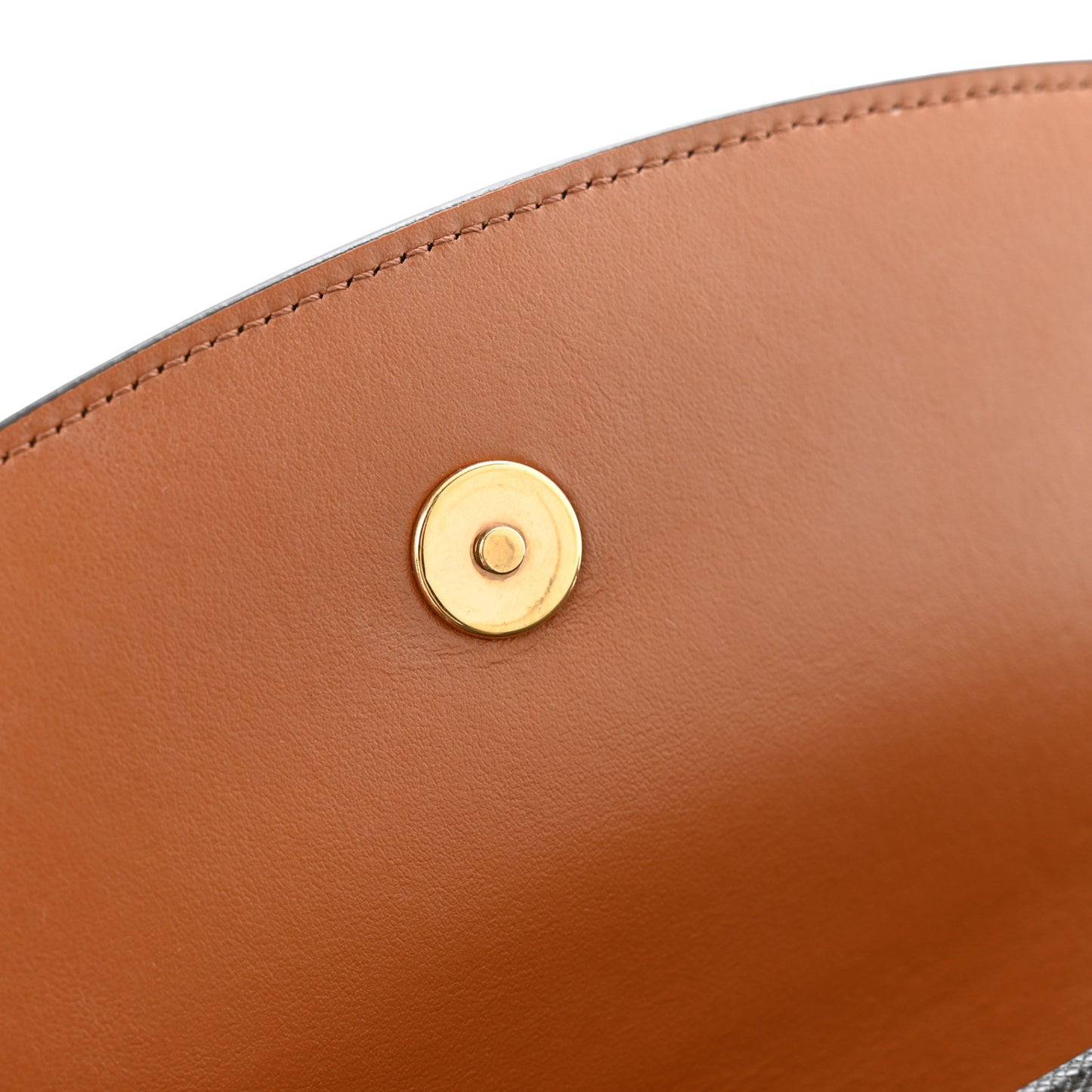 Triomphe Canvas Calfskin Tabou Clutch on Strap Tan