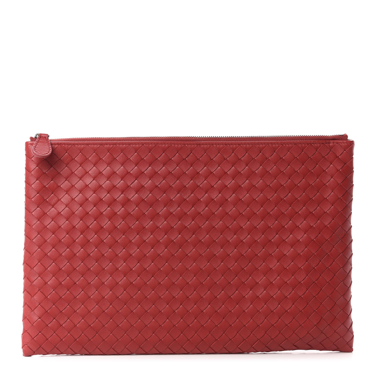 Bottega Veneta Nappa Intrecciato Large Flat Zip Biletto Pouch Red 1 of 8
