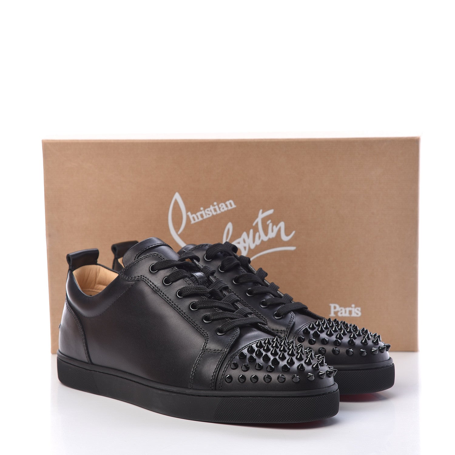 Christian Louboutin Calfskin Mens Louis Junior Spikes Flat Sneakers 45 Black 11 of 11