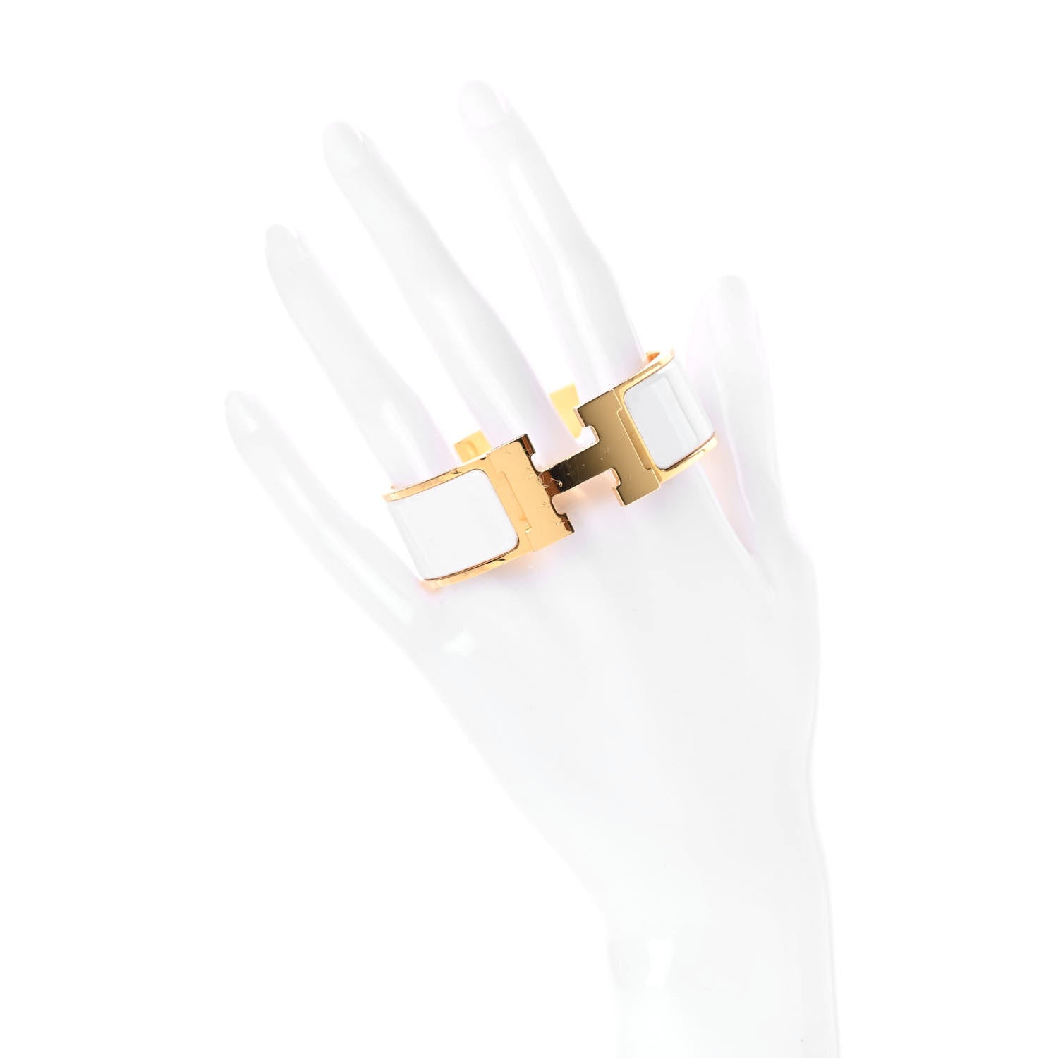 Hermes Enamel Wide Clic Clac H Bracelet PM White 2 of 4