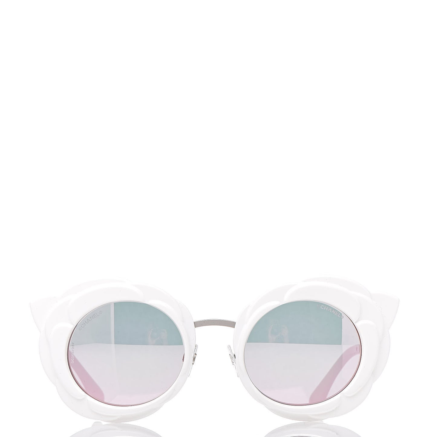 Round Camellia Sunglasses 71198 White