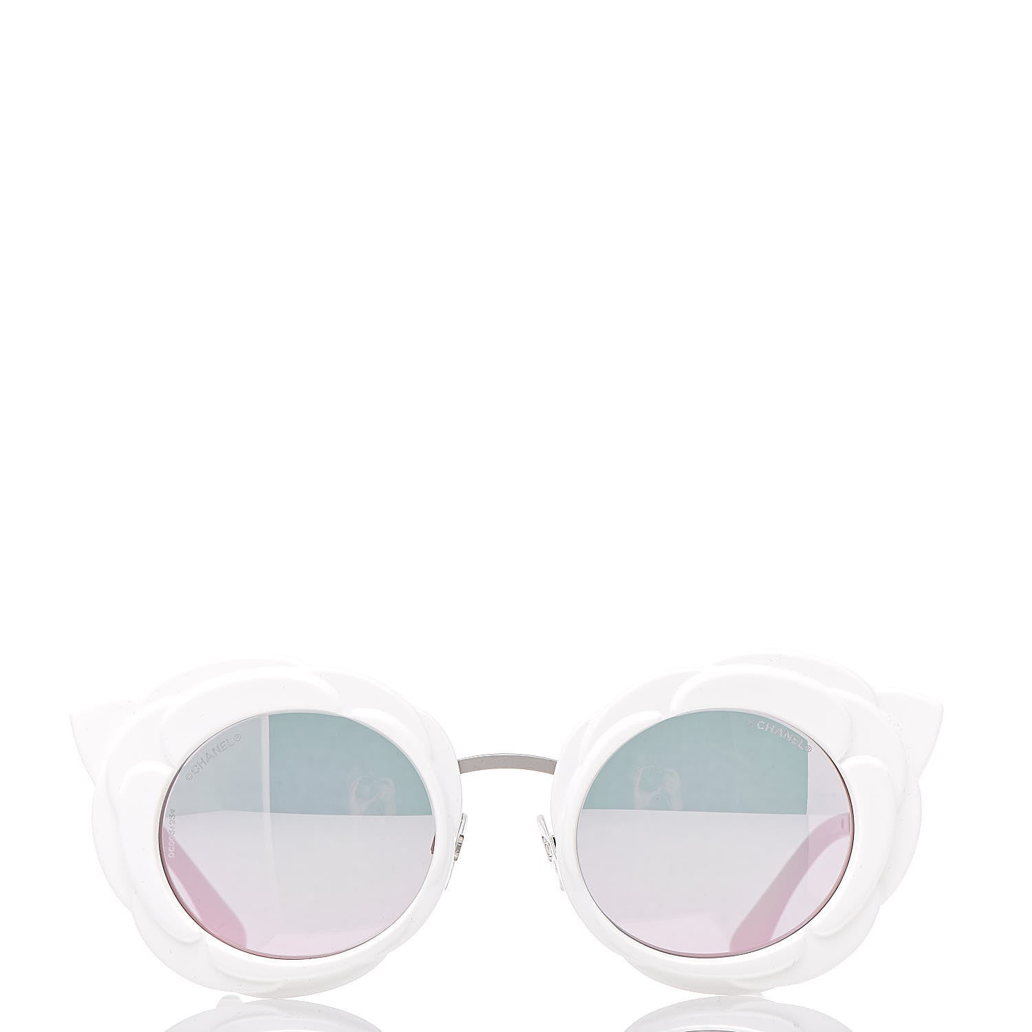 Chanel Round Camellia Sunglasses 71198 White 3 of 8