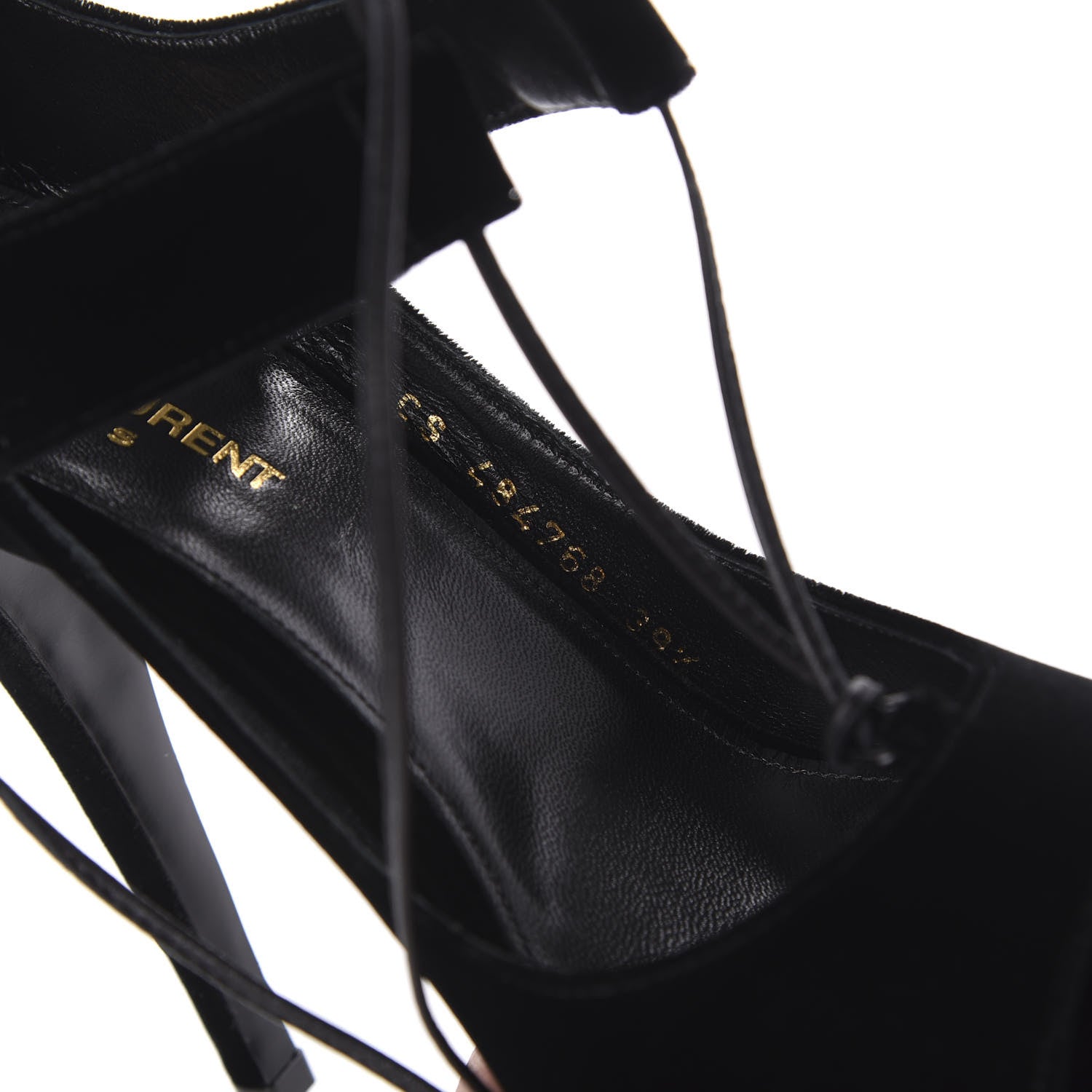 Saint Laurent Velluto Master Lace Up Tribute 105 Platform Sandals 39.5 Black 8 of 10
